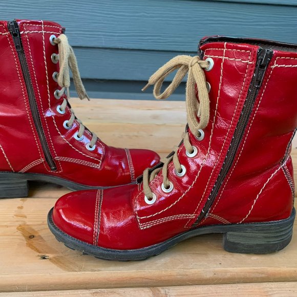 Josef Seibel Red leather patent boots - Picture 5 of 7